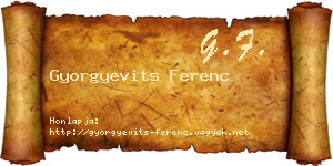 Gyorgyevits Ferenc névjegykártya
